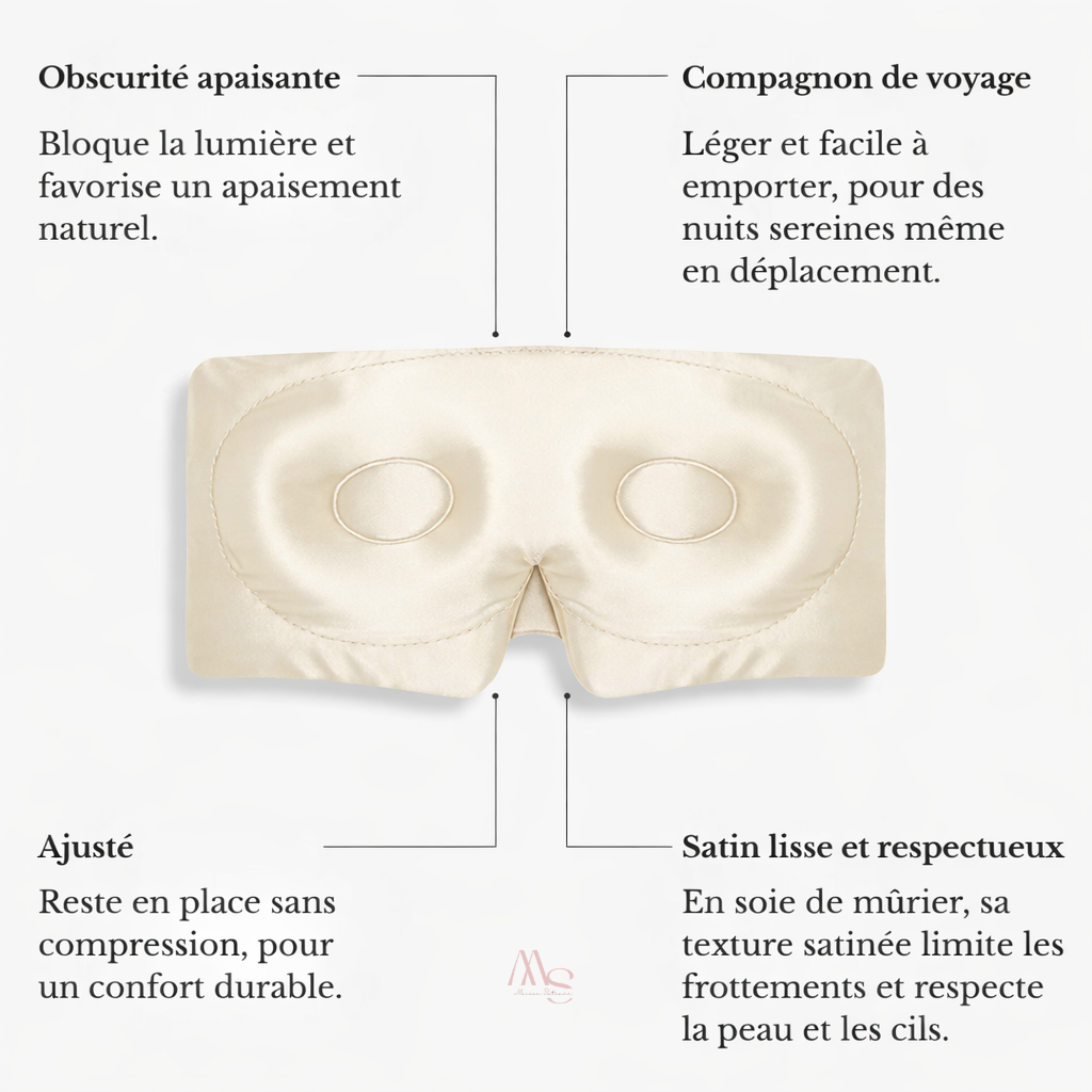 Masque de nuit en soie de mûrier