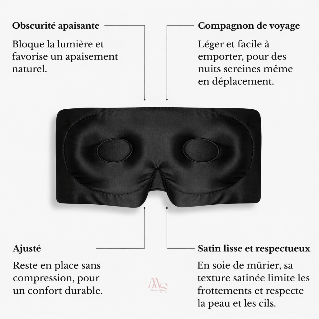 Masque de nuit en soie de mûrier